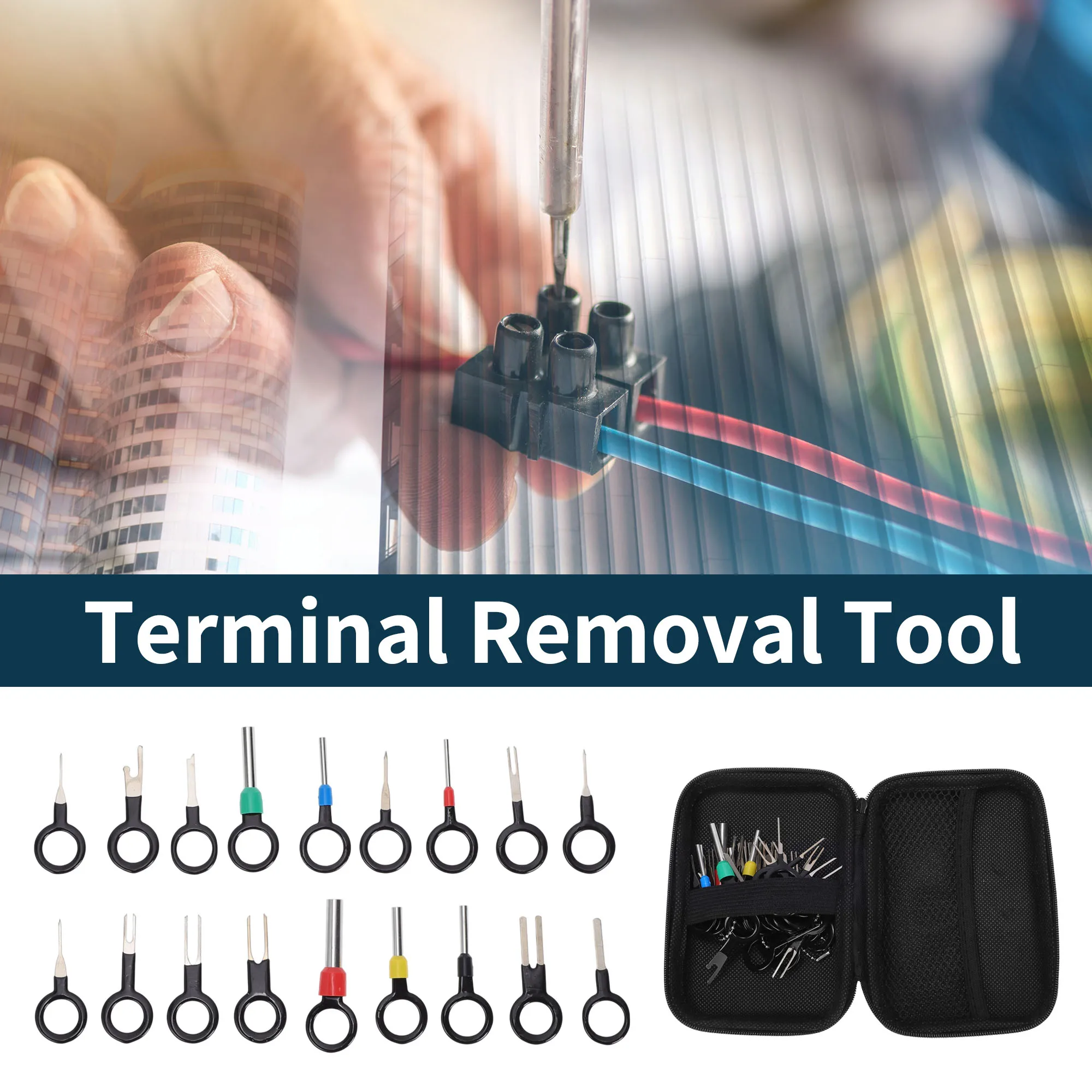 

Набор инструментов для снятия клемм UXCELL, набор клеммных штифтов, черный, 139 шт., форма ключа