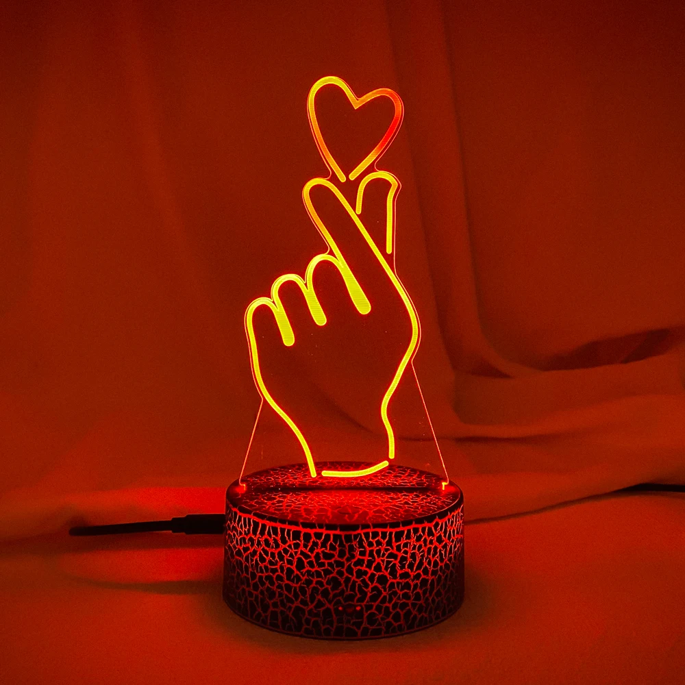 Più nuovo Kid Light Night 3D LED Night Light lampada da comodino da tavolo creativa romantica di heart light Kids Gril regalo per la decorazione