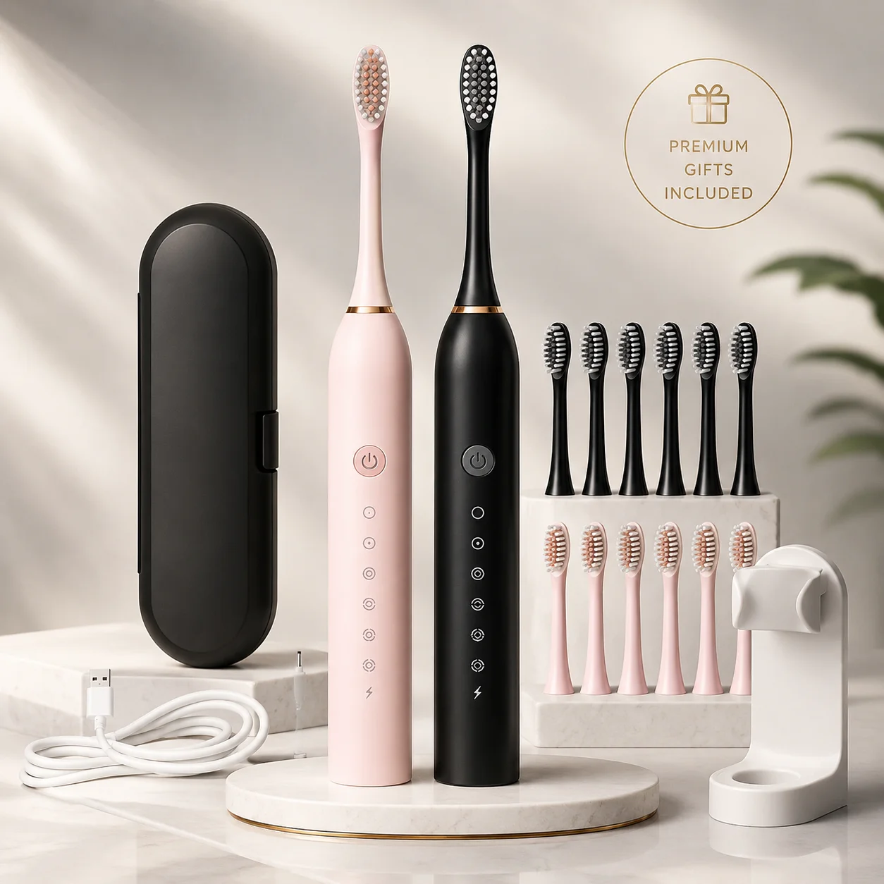 Electric Sonic Toothbrush Six Speed Mode Soft Hair USB Charging Waterproof Toothbrush Washable 8 brush heads Whitening Choice