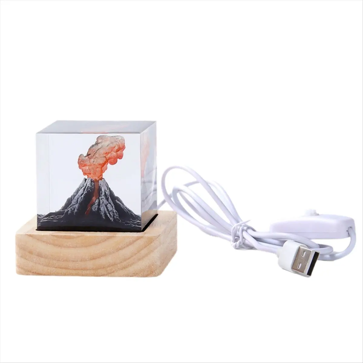 T19C Volcanic Eruption Night Light USB Simulated Volcano Eruption Effect Light Volcano Lava Lamp for Home Living Room Decor