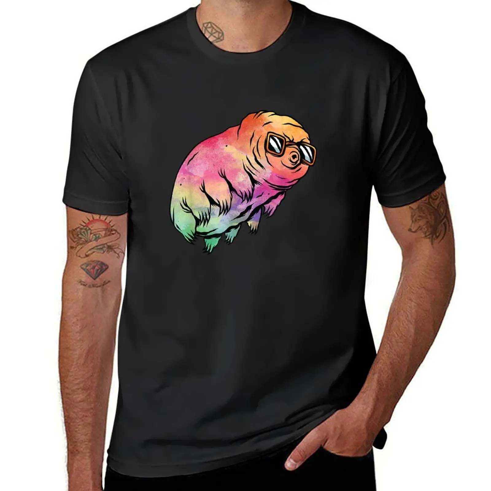 Big Rainbow Water Bear Microbiology Funny Tardigrade T-Shirt plain boys whites graphics designer t shirt men