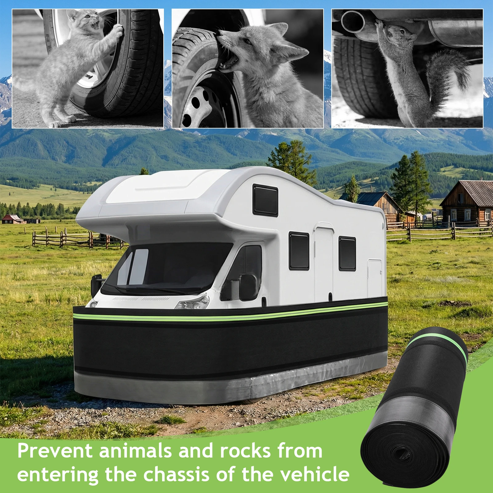 

RV Skirting for Winter Easy Installation Mobile Home Skirting Panels 3.1x65.6ft with Bottom Iron Mesh for 5th Wheels