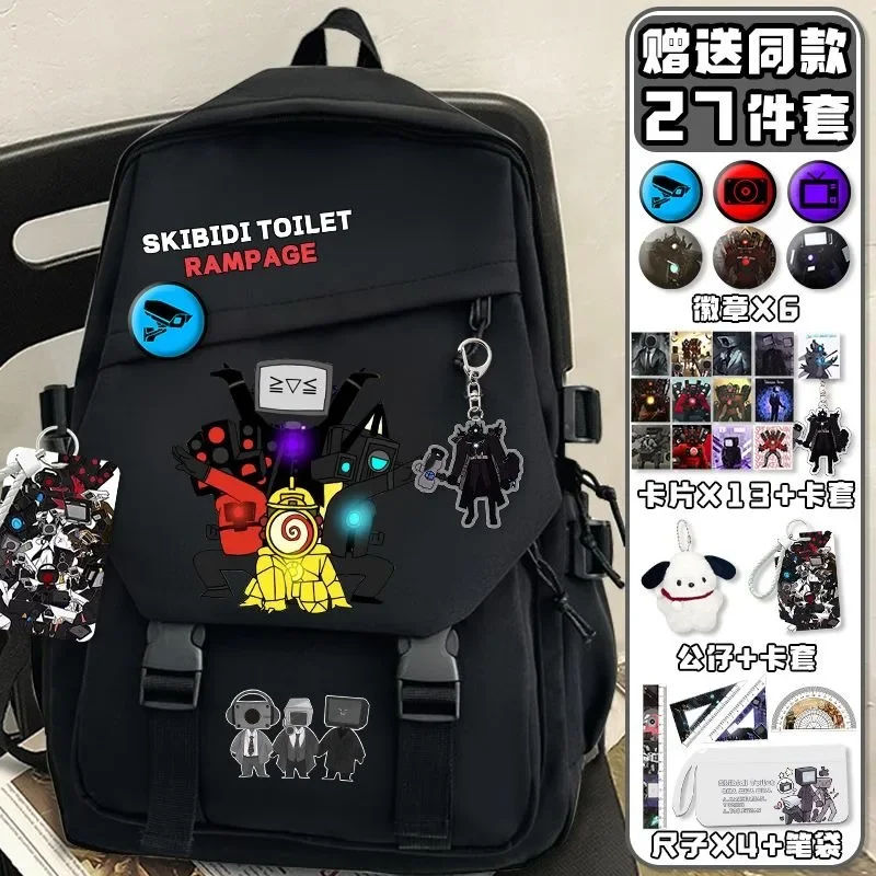 

Black White, Skibidi Toilet, Student Kids Teens School Bags, Large Capacity Mochilas Anime Backpacks for Girls Boys Gift