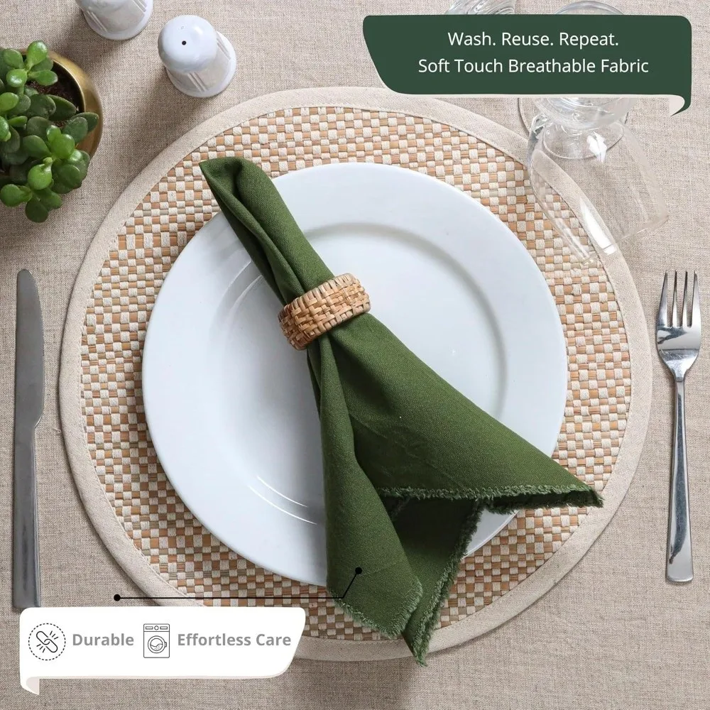 4PCS Minimalist Rustic Style Cotton Linen Napkins Soft Solid Color Placemats Eco-Friendly Decorative Cloth Napkins Family Dinner