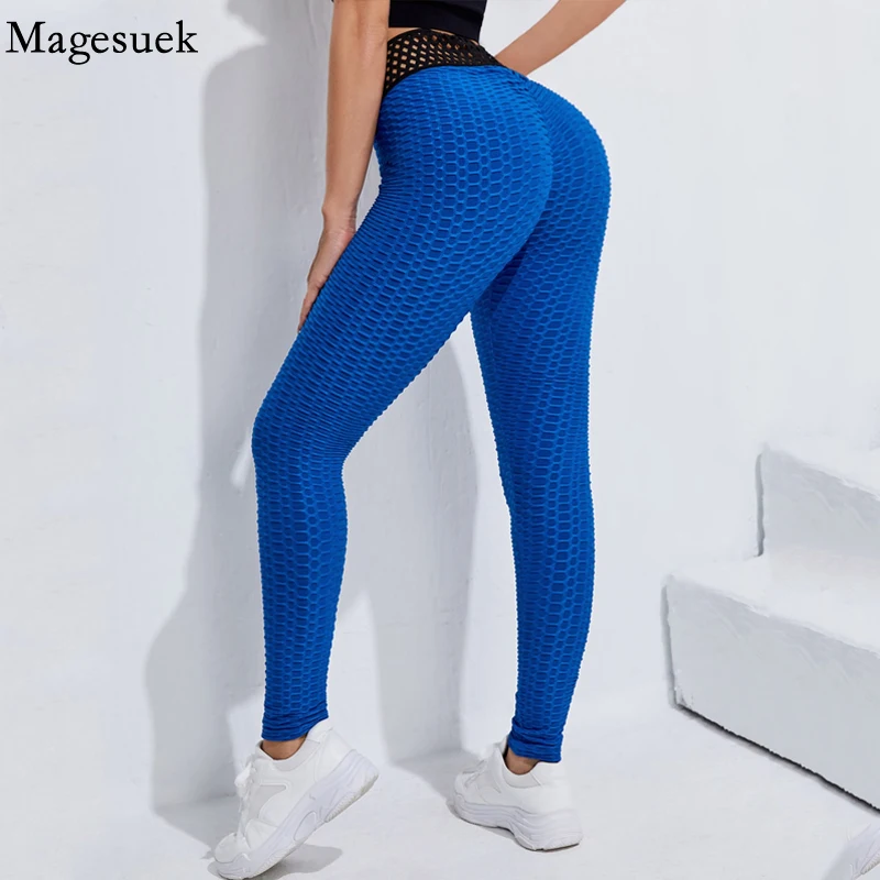 

High Waist Jogging Yoga Pants New Hollow Out Patchwork Sport Leggings Women Fitness Stretchy Hip Lifting Gym Black Pants 18819