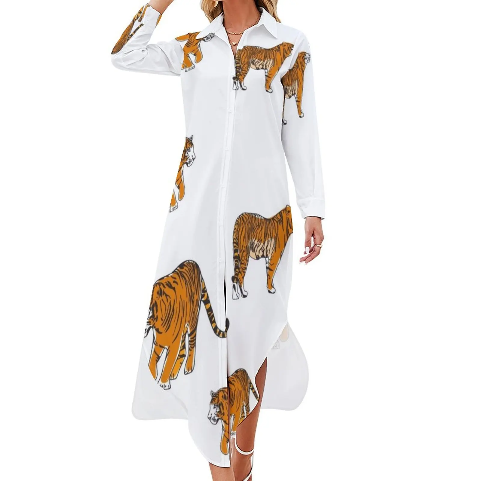 

Tigers Long Sleeved Shirt Dress dresses for woman 2024 dresses with long sleeves clothes for women Female clothing