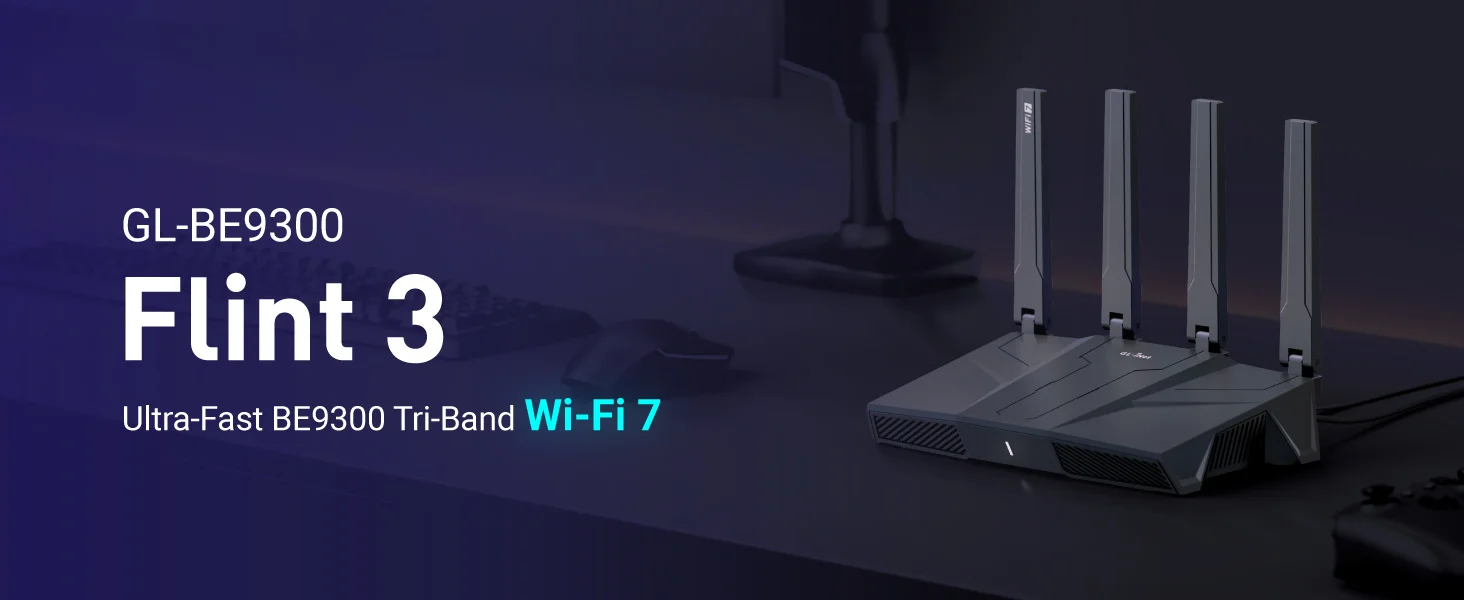 GL.iNet GL-BE9300 Flint 3 Tri-Band Wi-Fi 7 Router für drahtloses Internet, 5 x 2,5G VPN-Router, Hochgeschwindigkeits-Gaming-Router mit großer Reichweite, 6GHz Heim-WLAN-Router, 9 Gbps Drahtlos-Geschwindigkeit für reibu – Detail 1