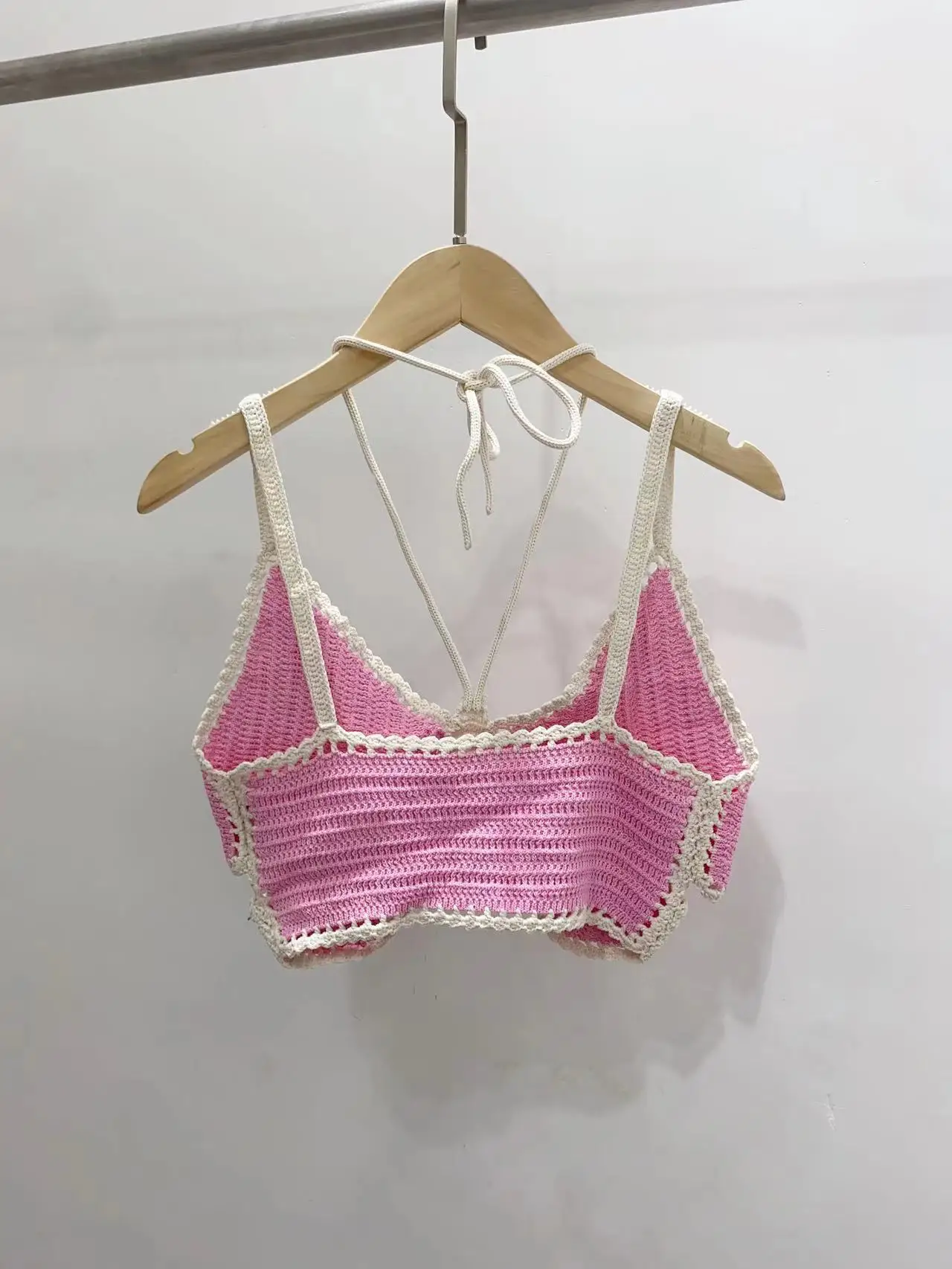 Women's Short Camisole Sweet Halter Collar Slim Summer New Ladies Knitted Sling Tops For Holiday