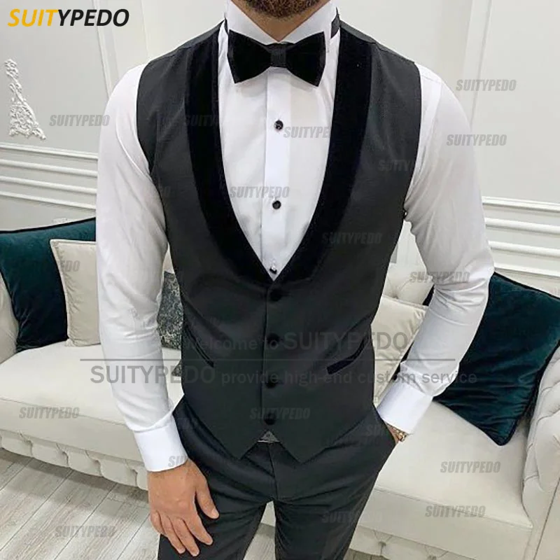 

2022 Fashion Men's Suit Vests Wedding Sleeveless Jacket with Lapel Tailor-made Slim Fit Groomsmen Groom Business Waistcoat 1Pcs