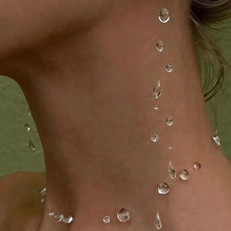 Niche Clear Dewdrop Glass Droplet Tassel Necklace Earrings Bracelet Minimalist Trendy Jewelry For Women Unique Gifts