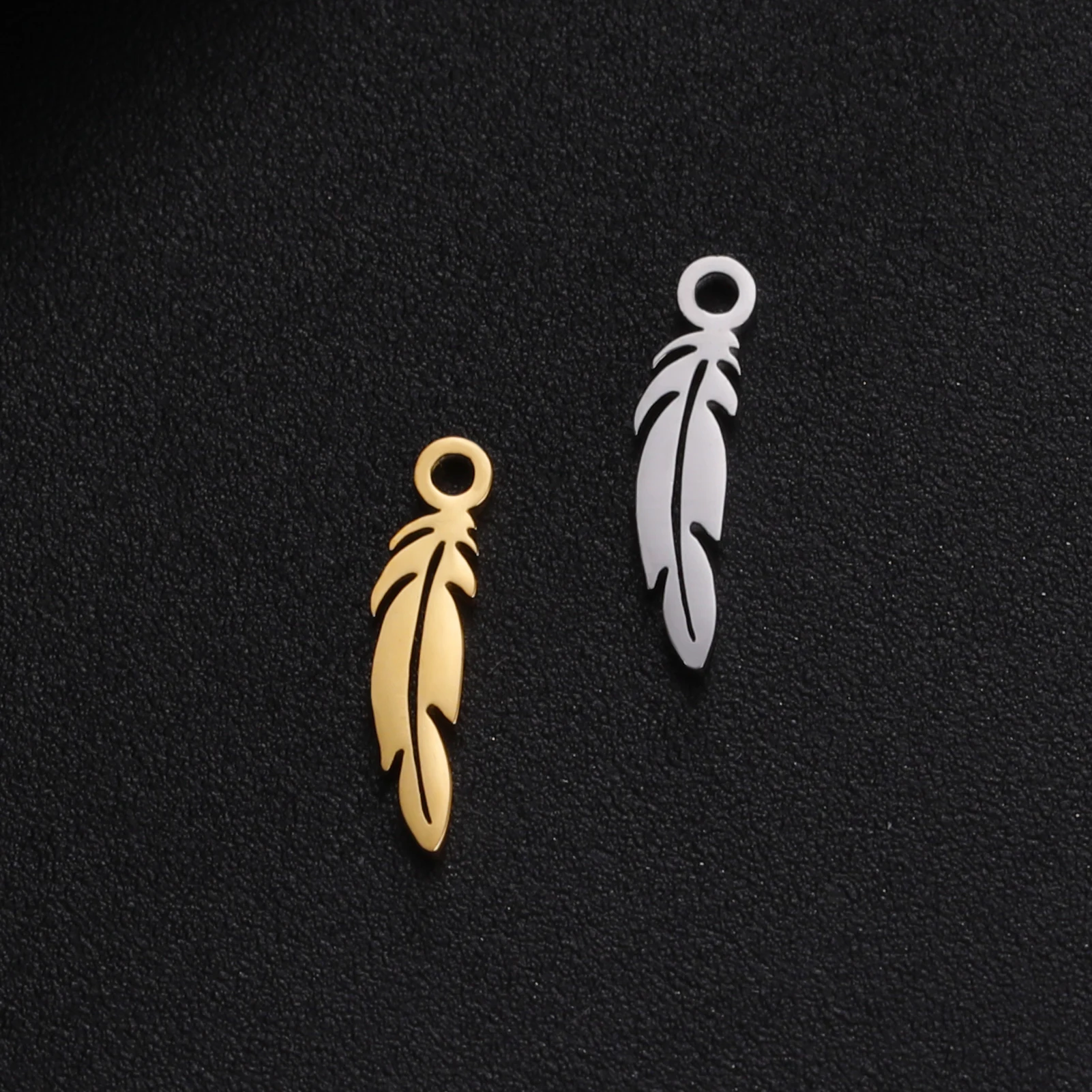 EUEAVAN 5pcs Stainless Steel Animal Charms for Jewelry Making Cat Rabbit Dove Peace Bird Feather Charm Pendant DIY Necklace