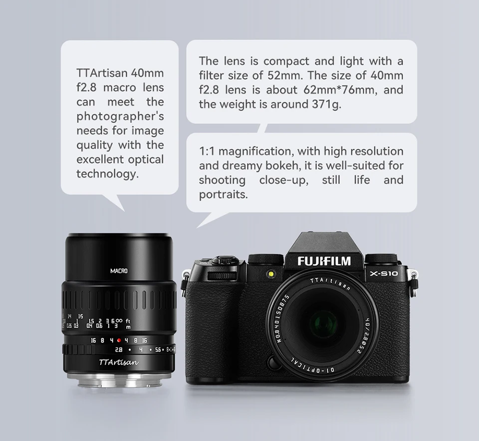 TTARTISAN 40mm F2.8 APS-C Makro-Kameraobjektiv für Insekten, Schmuck, Porträts, Stilleben, kompatibel mit Fuji XF, Sony A7RIII, Z, RF, M43 – Detail 5