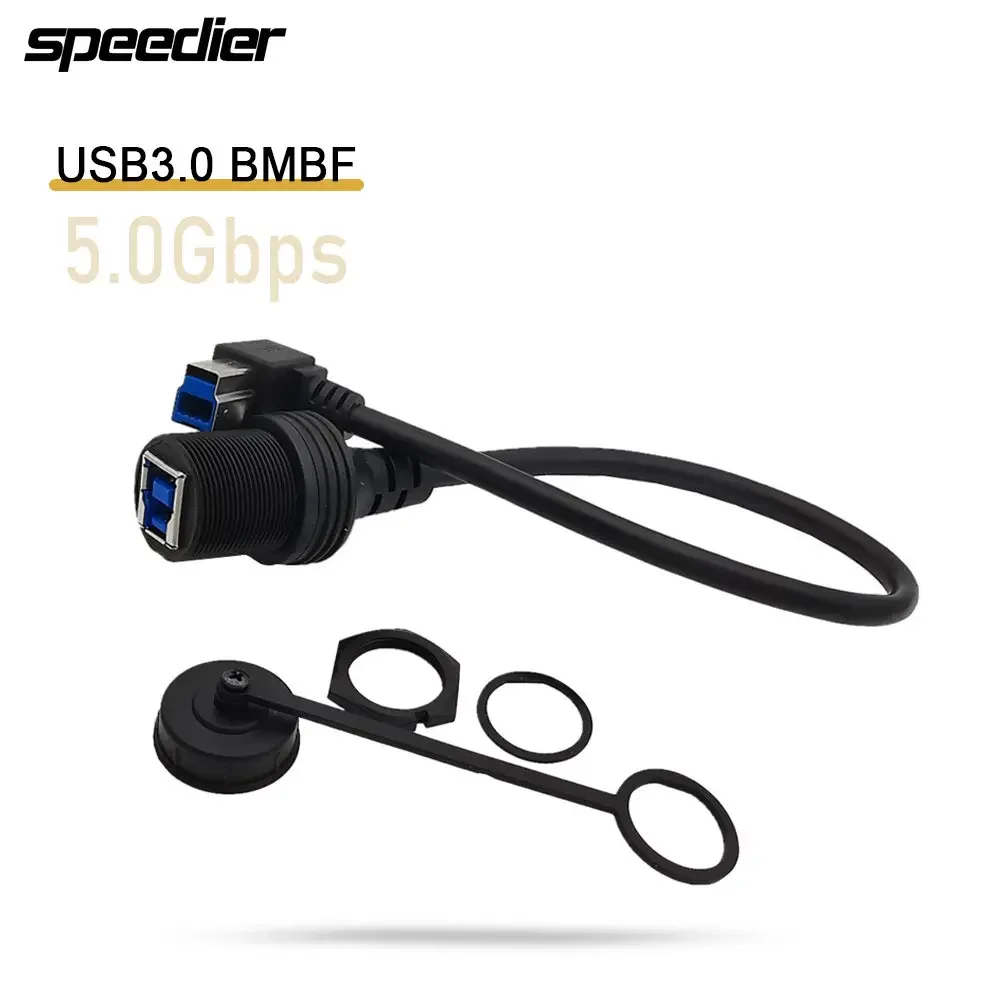 

USB 3.0 Type-B Male To Female AUX Embedded Panel Installation Printing Waterproof Cable 30cm for Car Truck Motorcycle Dashboard