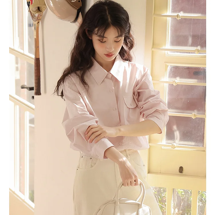 Long Sleeve Shirts Womens Cotton Oversized Button Down Tops Slim Fit Subcultural Gothic Aesthetic Harajuku Trendy Y2K Punk Rock