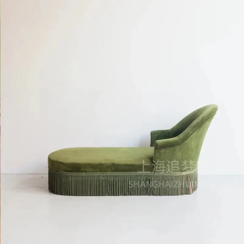 Olive green nostalgic fabric living room bedroom leisure princess reclining chair beauty