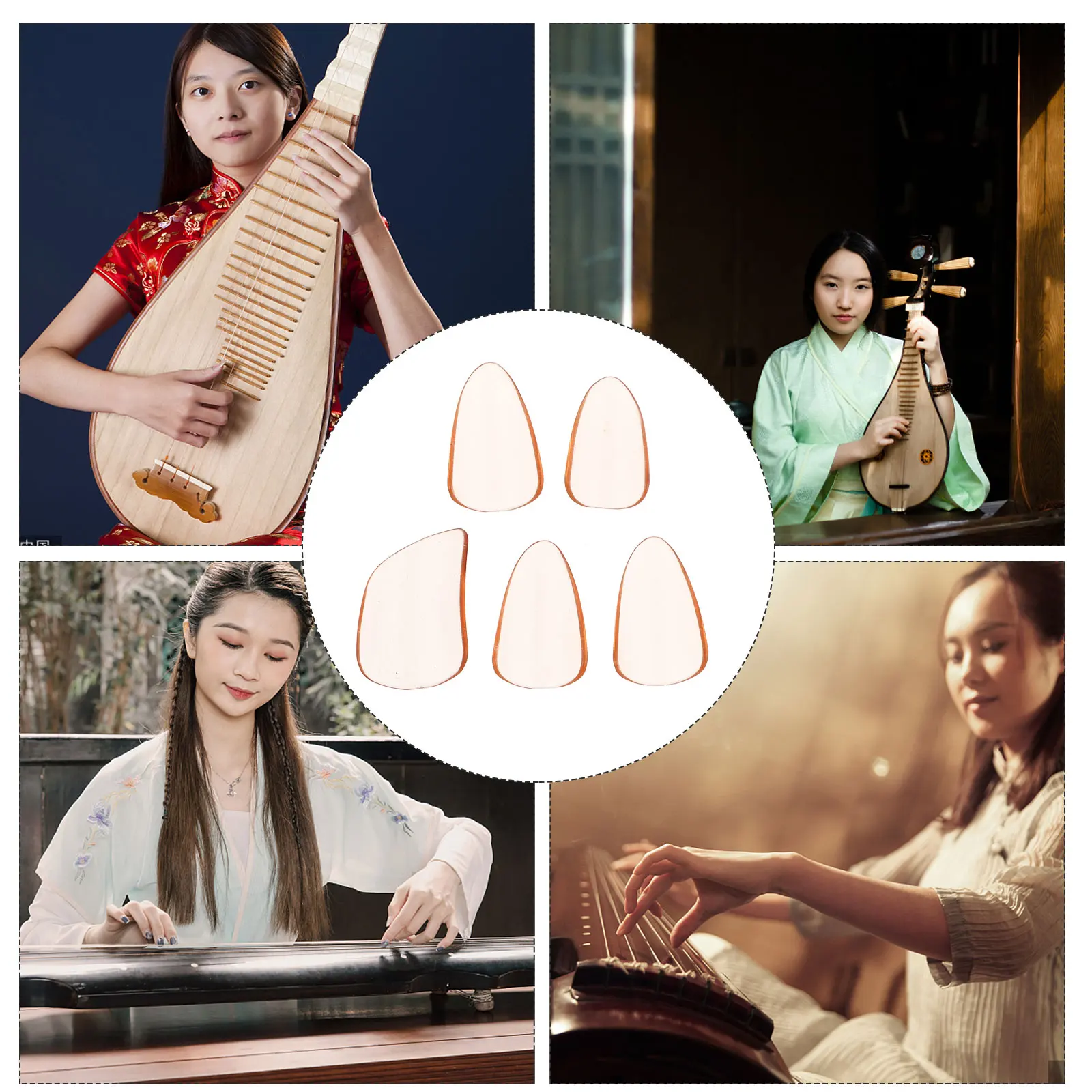 

5Pcs Guzheng Nail Tip Professional String Instrument Finger Pick Ergonomic Design Soft Hard Comfortable Guzheng Pipa Playing