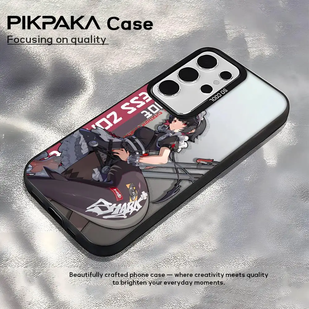 ゼンレスゲームのキャラクターを使ったスマホケース、Samsung Galaxy S25 Edge、S24、S23、S22、S21、S20 Ultra対応、シリコン製シルバーカバー、PIKPAKA