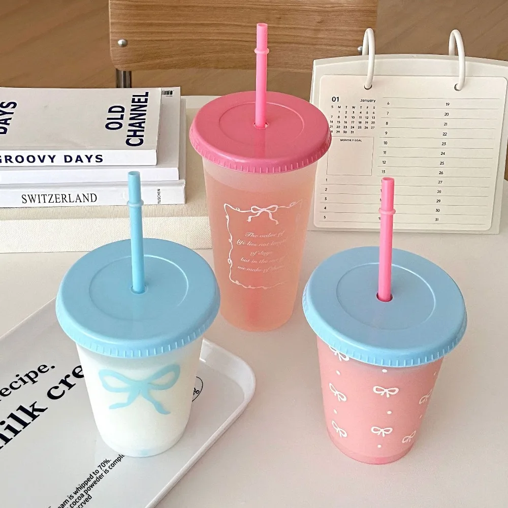 Milk Tea Cup 470/700ml Straw Cup Reusable with Lid Water Bottle BPA Free Plastic Drinking Bottles Coffee