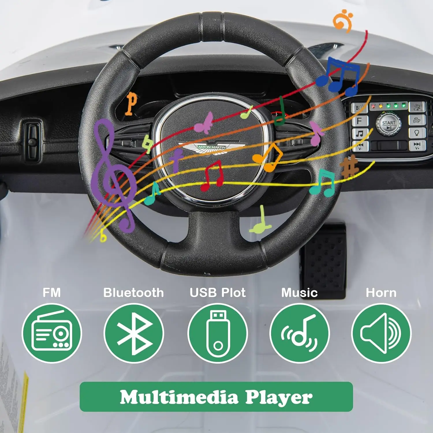 سيارة أطفال 12 فولت، مركبة أستون مارتن DBX الكهربائية المرخصة مع جهاز تحكم عن بعد، هدية لعبة تعمل بالبطارية للأطفال الصغار مع Whe