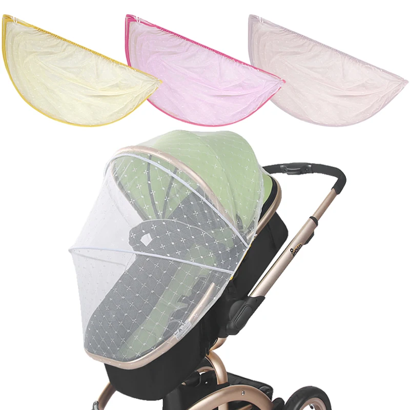 Universal Baby Stroller Mosquito Net Insect Shield Mesh with Rattan Baby Outdoor Security Mesh Cover Baby Stroller Accessories