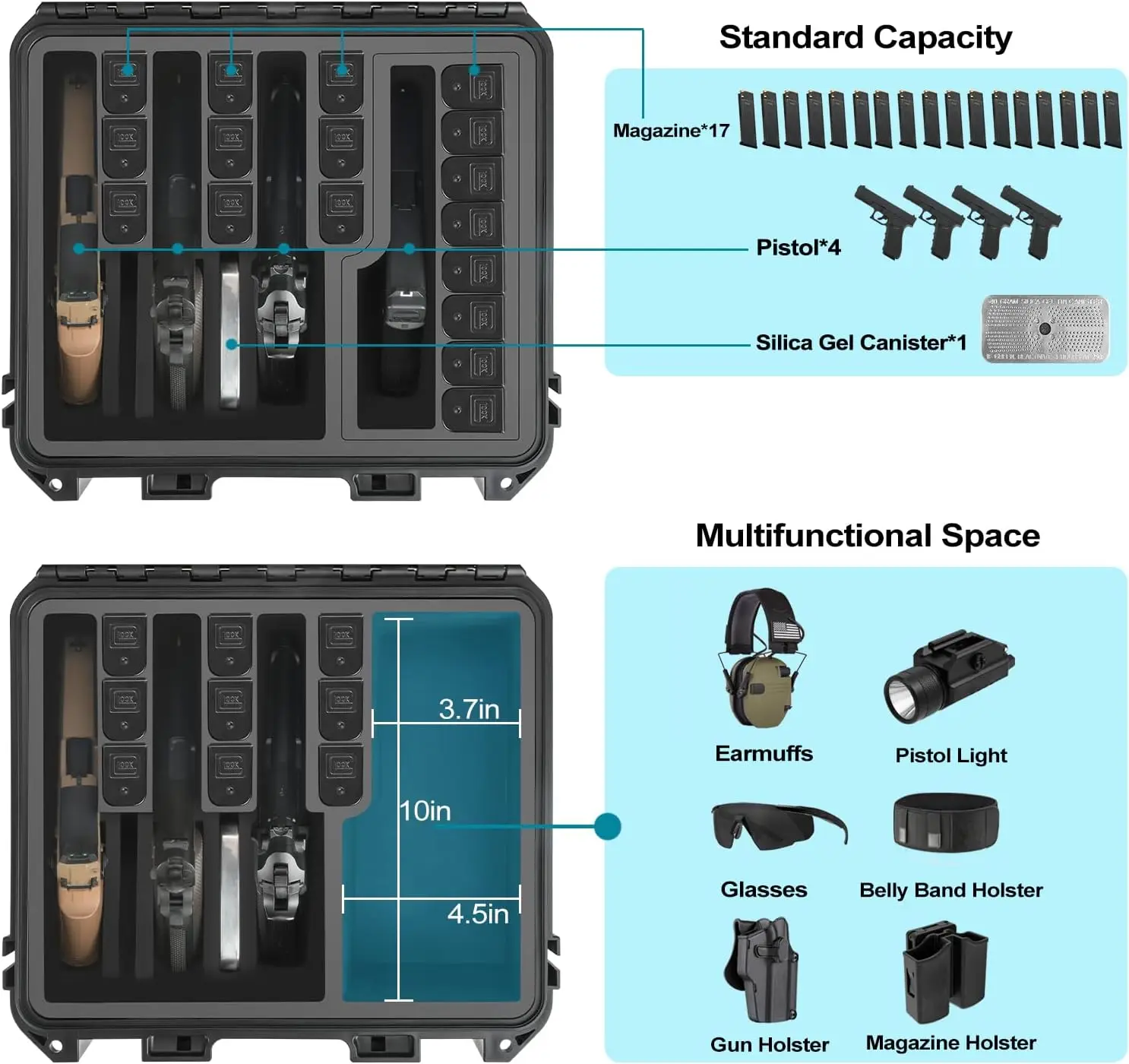 

TSA Approved Gun Case for Pistol - Holds Multiple Handguns Case | Air Travel Hard Shell Pistol Case | Pre-cut Heavy Duty