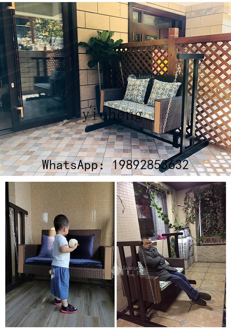 

X2 Garden Swing Rocking Chair Outdoor Garden Leisure Rattan Swing Chair Homestay Balcony Lazy Chair