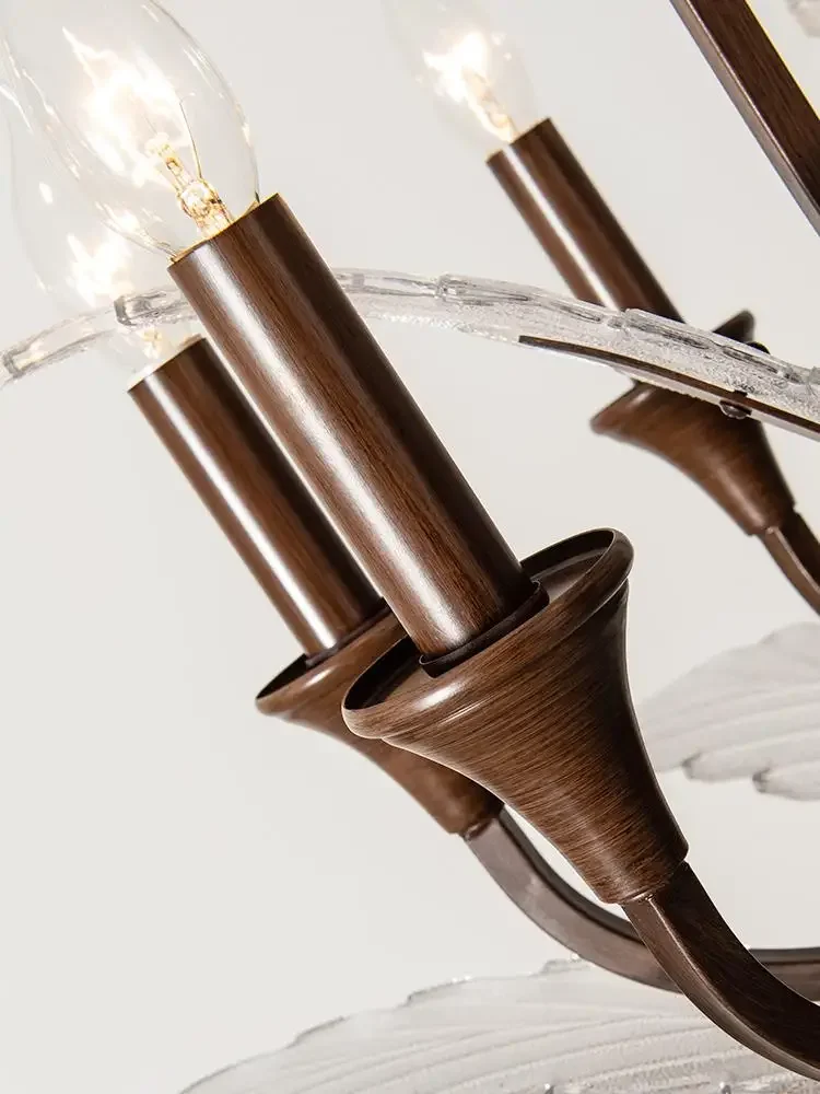 

Chandelier living room light new medieval walnut color designer lighting villa atmosphere restaurant lighting