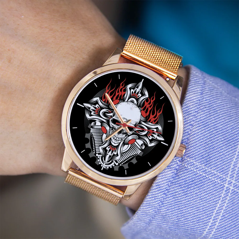 Custom 45/38 mm Black Souvenir Rose Gold Watches Universal for Men and Women Quartz Watch Dog Design Silver Bracelets Clock Gift