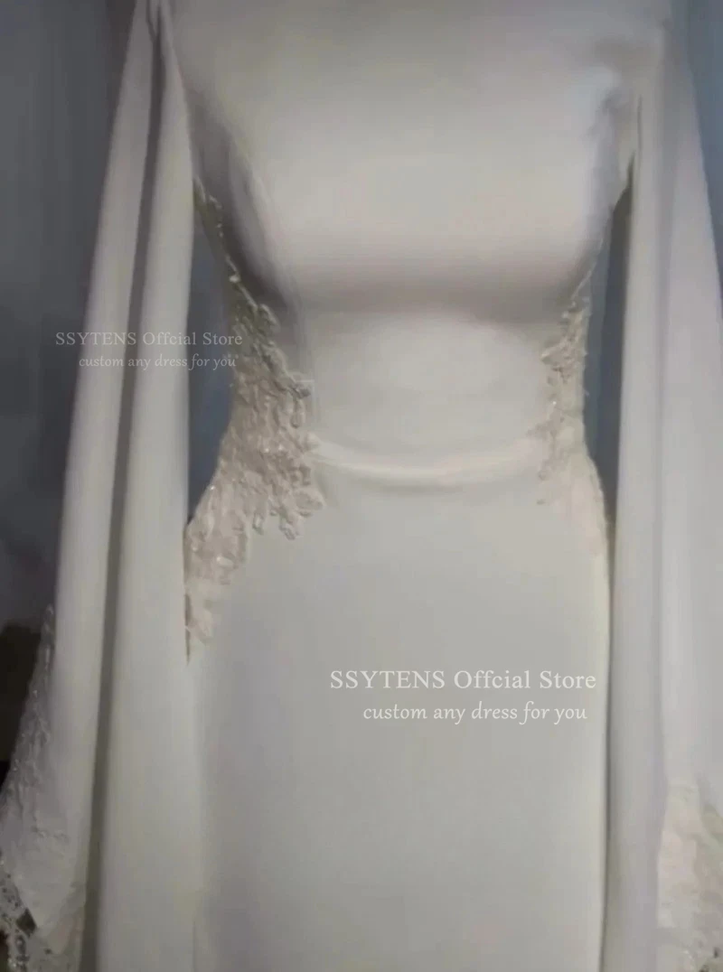 SSYTENS Modest Wedding Dresses Long Sleeves Boho Bride Dress O-Neck Appliques Muslim Bridal Gowns Customized Vestidos De Novia
