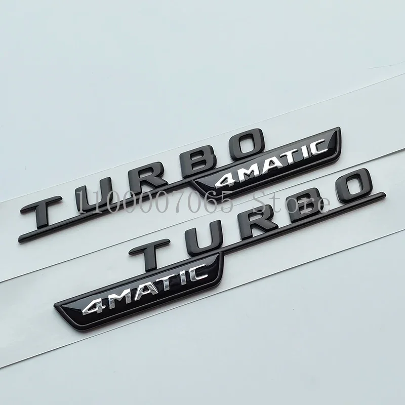 2017 Matte Black Flat Turbo V12 V8 Biturbo 4matic Plus ABS Emblem Car Fender Side Nameplate Logo Sticker