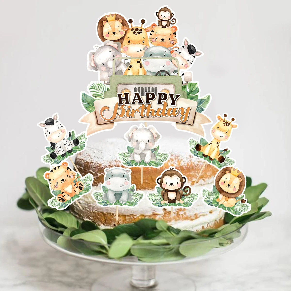 8 Stück Dschungeltier-Kuchenaufsätze Löwe Tiger Cupcake-Topper für 1. Geburtstag Safari-Themenparty Dekorationszubehör – Detail 6