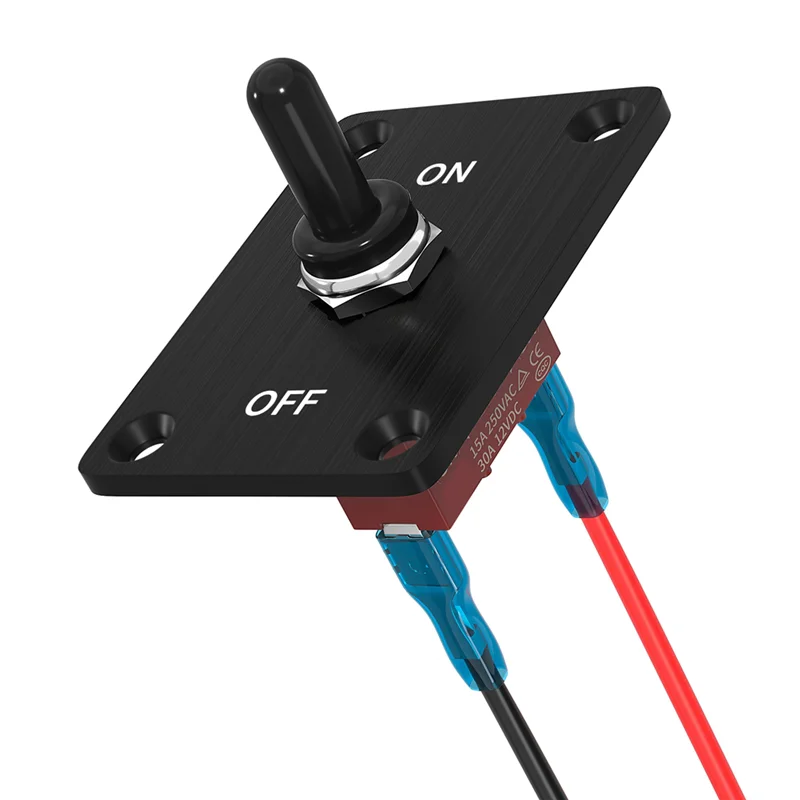 

AB56-ON/Off Toggle Switch 12V DC 30A 2 Pin SPST Heavy Duty Waterproof With Mounting Panel For Marine Boat
