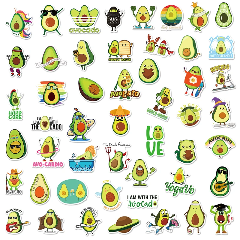 50 Pcs /pack Cute Avocado Decorative Sticker House Home Accessories Decoration