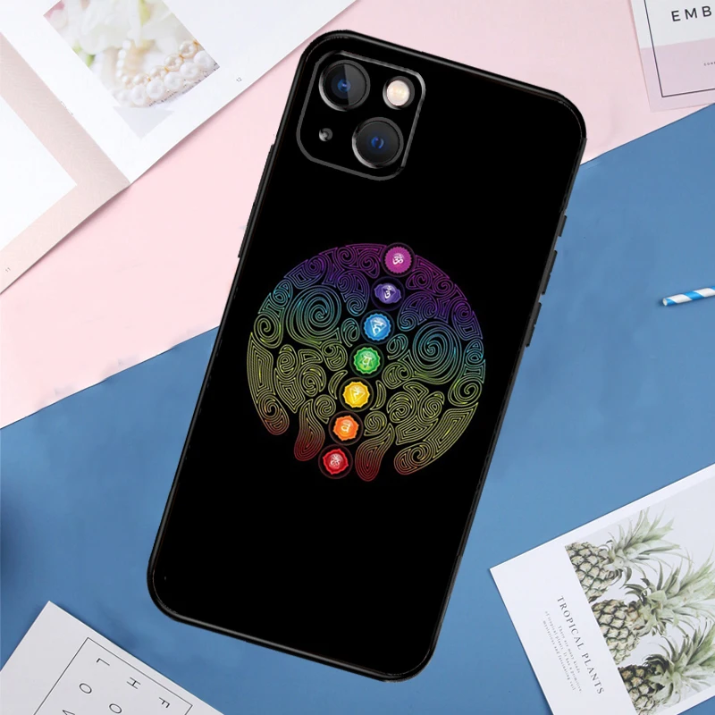 Etui na telefon Mandala Chakra Insist Yoga do iPhone 14 11 12 13 15 16 Pro Max Mini XS XR X Plus Soft Cover Capa — zdjęcie 3