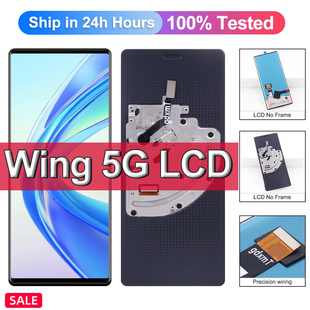 new Wing 5G Display For LG Wing 5G LM-F100 LCD Display Touch Screen Digitizer Assembly For Wing 5G Screen Replacement Parts