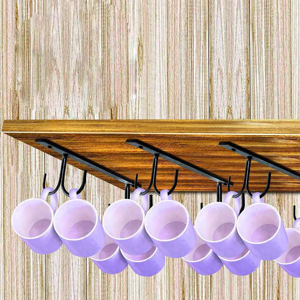 

1Set Mug Rack Under Cabinet Coffee Cup Holder with Screws Kitchen Gadget Storage Rack for Cups Mugs Display Hanging Organizer
