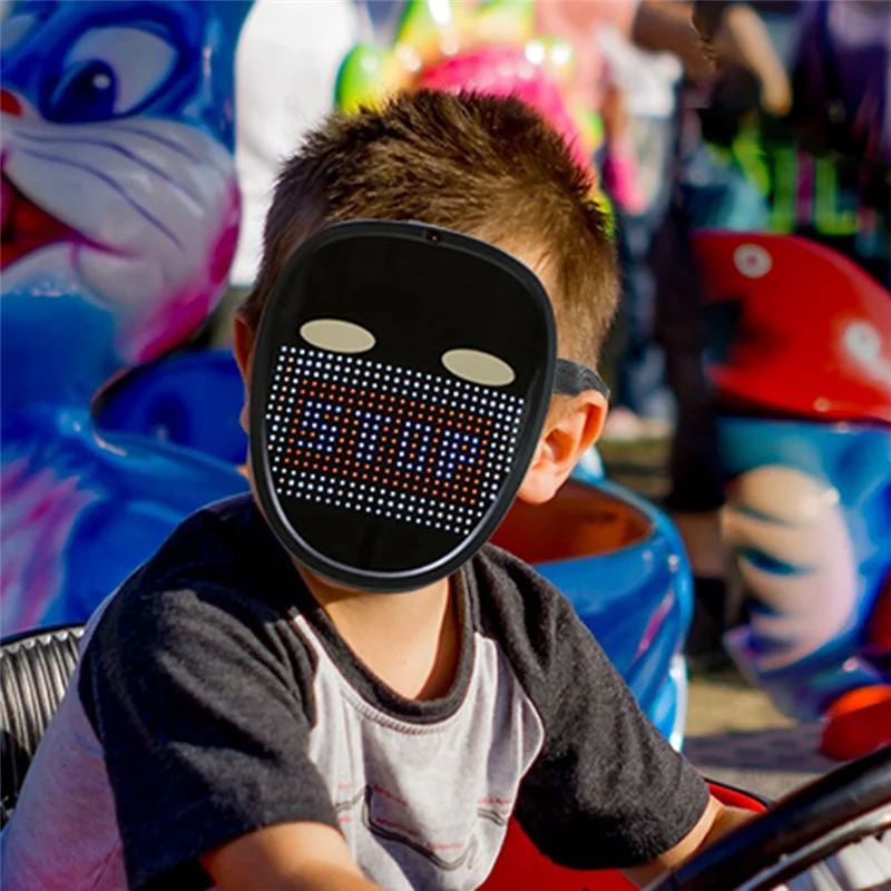 

Светодиодная маска для детей, трансформирующая светящаяся маска для лица для Хэллоуина, дня рождения и маскарада-A74P