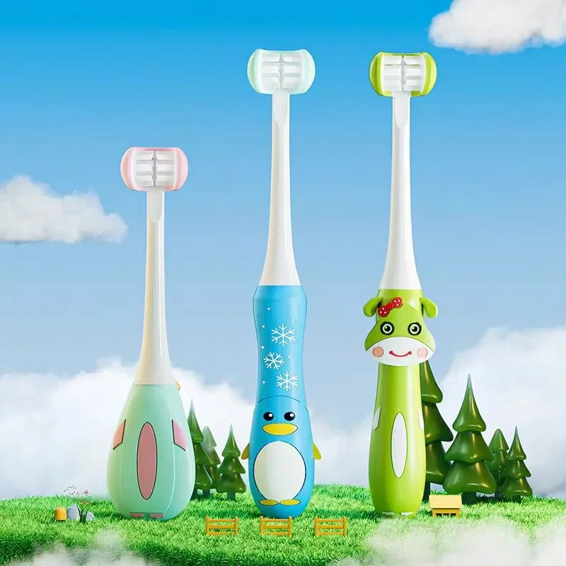 Cartoon U Shaped Three Sides Toothbrush For Kid Soft Bristles Premium Toothbrush Children Tongue Scraper Toothbrush 4-6Years old