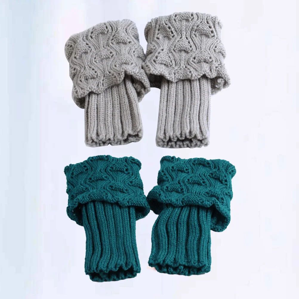 

2pcs Boot Cuffs Leg Warmers For Women One Size Fits Most Hollow Out Warm Soft Stretchy Winter Socks Anklets Adult Boots
