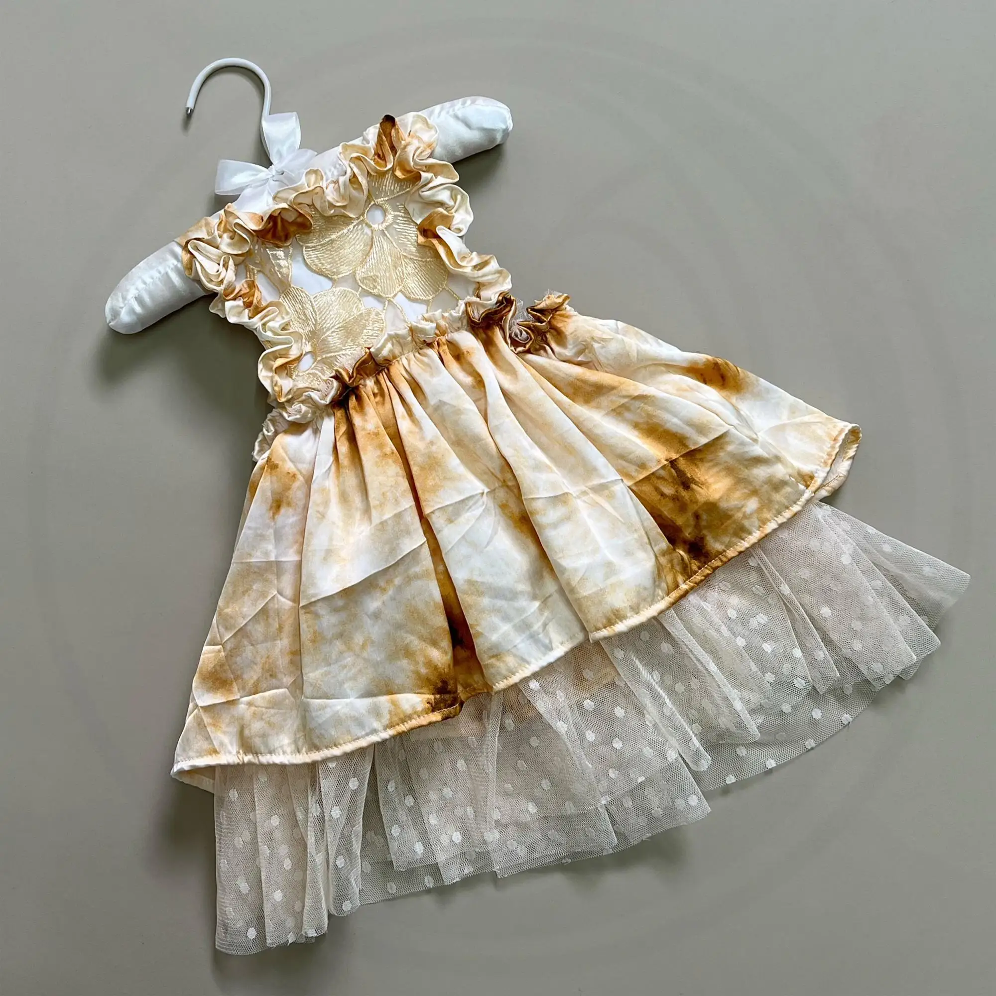 Don&Judy Baby Girl Dress Tie-dye Chiffon Slip Skirt For Birthday Gift Girl Photography Cloth
