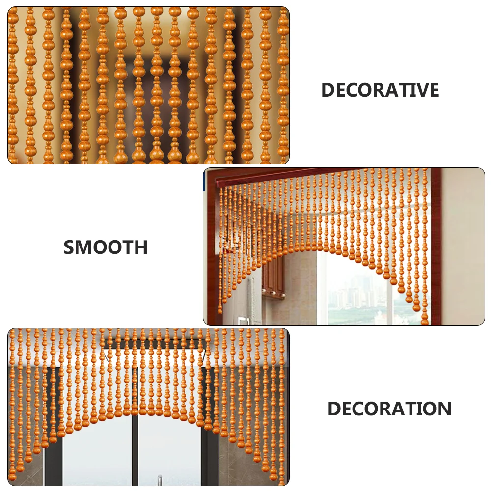 50 PCS Gourd Beads Drapes No Punching Curtain Accessory Decor Adornment Solid Wood Wooden Elegant Decorative