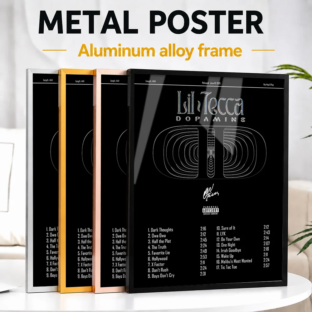 Lil Tecca Dopamine Album Tracklist Metal Poster With Aluminum Alloy Frame Personalized Recording Tribute Wall Art For Music Room