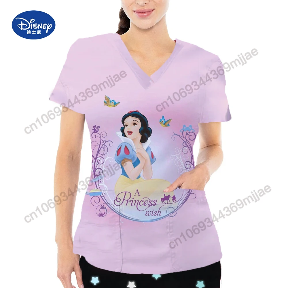 Top Y2k Clothes Women Tops Clothing Female Clothes With Free Shipping Nurse Uniform Minnie Mouse Tshirt T-shirt Pocket Kpop Pink