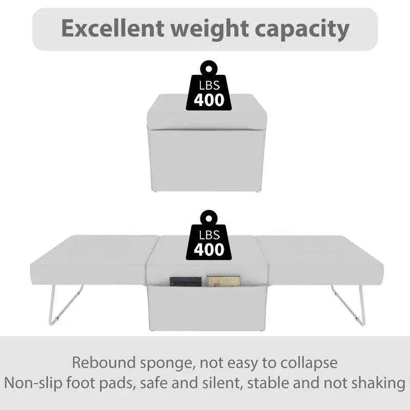 أريكة سرير قابلة للتحويل متعددة الوظائف، نائمة عثمانية قابلة للطي 4 في 1، مسند ظهر قابل للتعديل، تصميم حديث لغرفة المعيشة أو #5