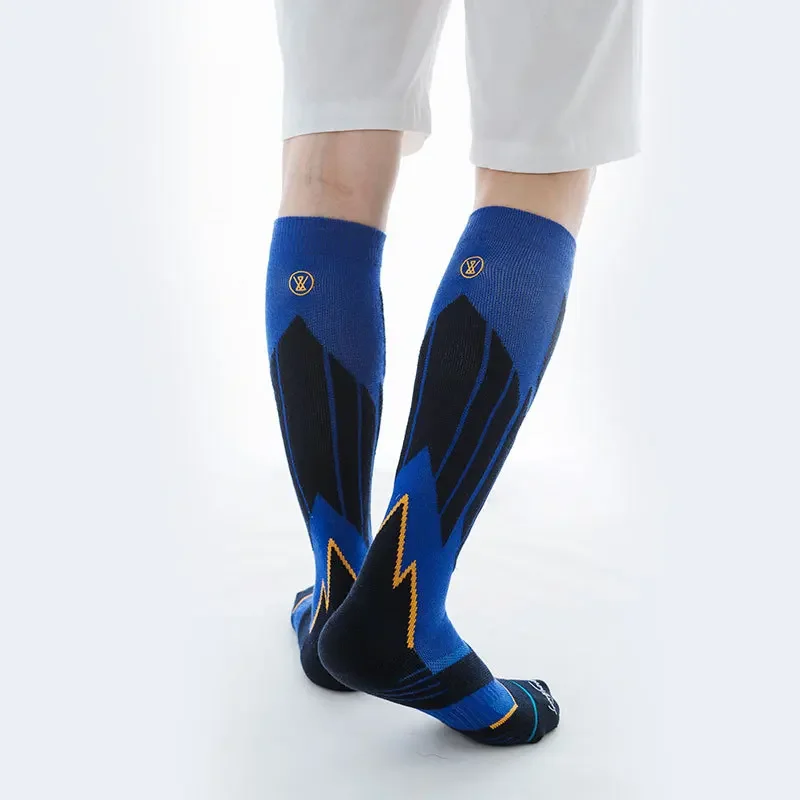 Calcetines deportivos de poliéster para hombre y adulto, calcetín cálido y transpirable, a prueba de viento, con estampado de cilindro alto, para deportes al aire libre y esquí, novedad de invierno, 2025