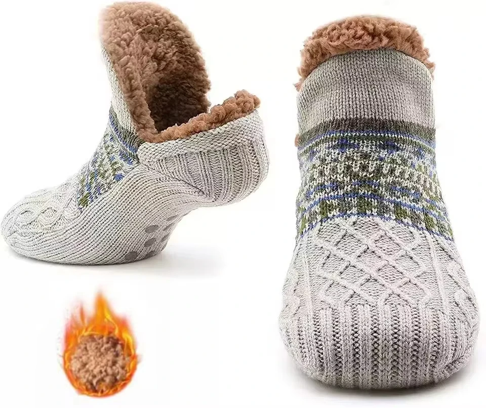 Chaussons thermiques en coton épais pour hommes, chaussettes courtes chaudes pour l'hiver, chaussettes de sol moelleuses pour hommes, chaussettes coordonnantes douces pour dormir à la maison, nouveau