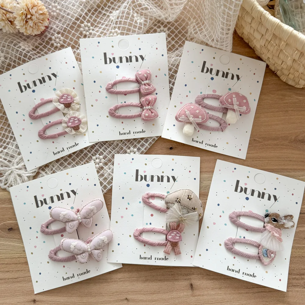 2Pcs/set Kids Kawaii Love Butterfly BB Clips Cute Pink Hair Clips Girls Barrettes Hairpins Headwear Children Hair Accessories