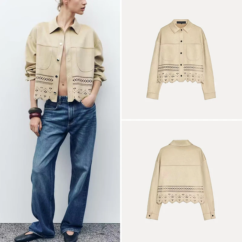 

Spring 2025 Women's Velvet Texture Jacket Quilted Street Style Coat Zadata Polyester Fiber Regular Length Collar Design