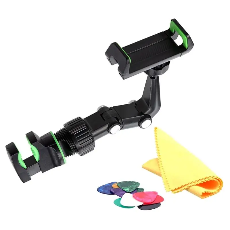 652F Adjustable Phone Stand Clamps Multifunctional Guitar Head Phone Mount for Live Performances And Music Lessons