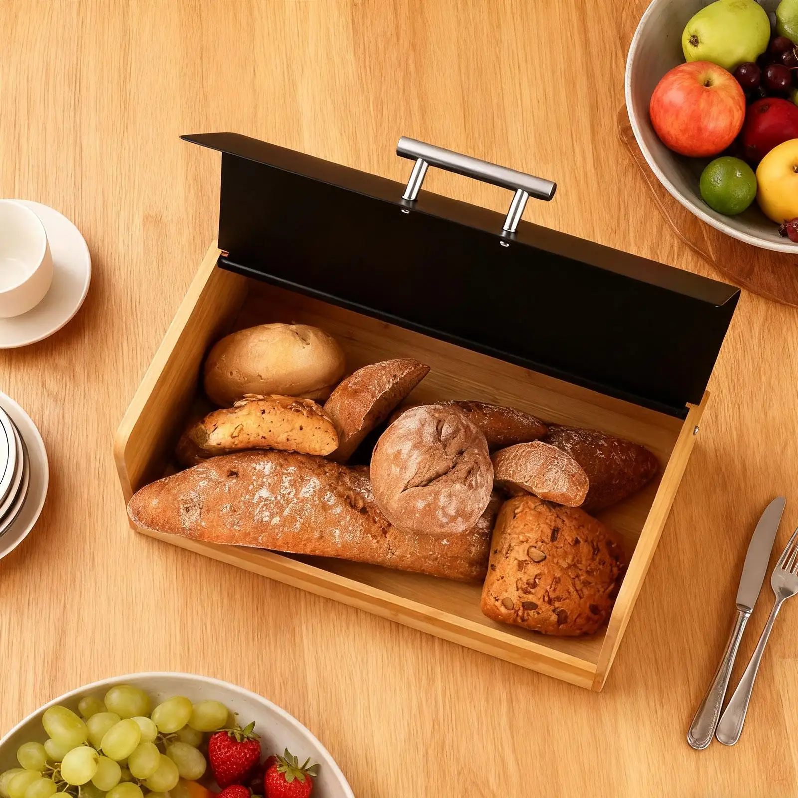 

Железная хлебница, держатель для хранения хлеба, практичный держатель для хлеба с крышкой для ресторана, дома, десерта, магазина, столешница, шкаф